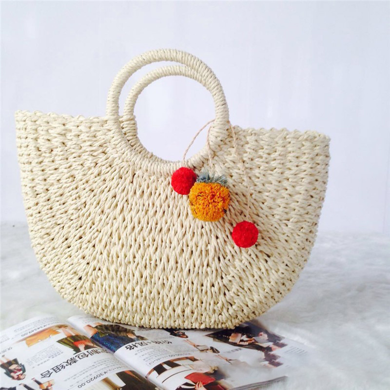 Woven Straw-Style Tote Bag