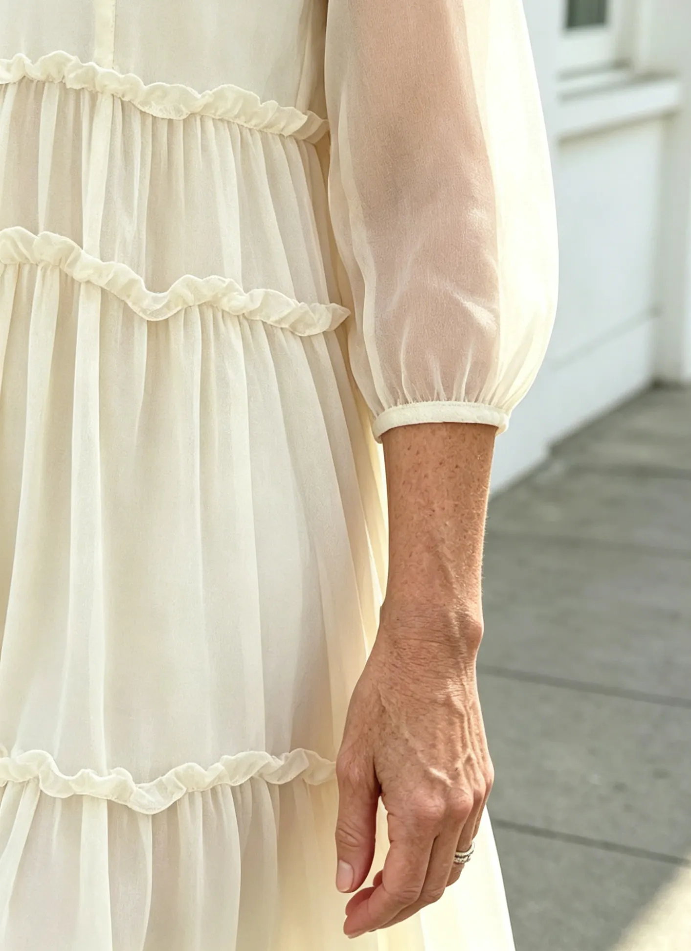 Light Blue Tiered Ruffle Midi Dress