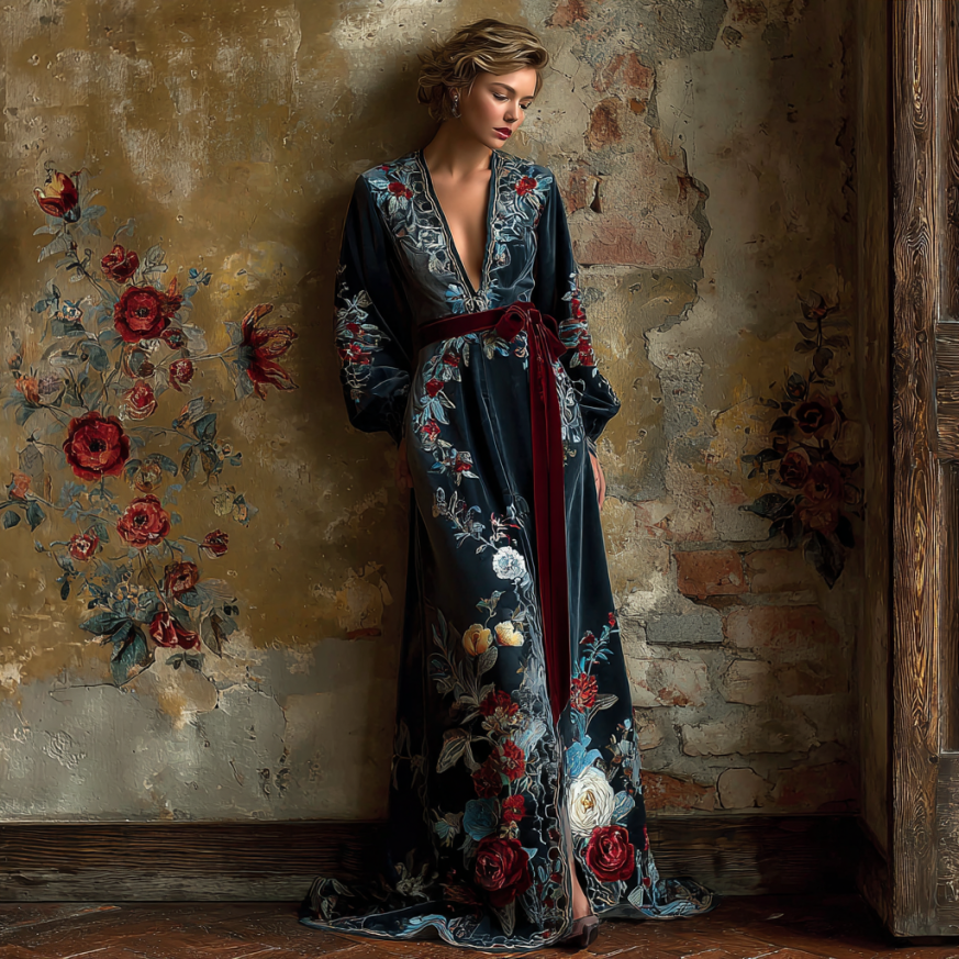 Autumn and Winter Elegant Flannel Robe (Including Belt)
