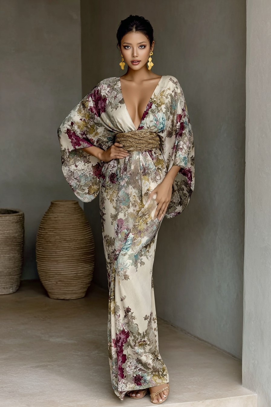 Elegant Vintage Printed Robe