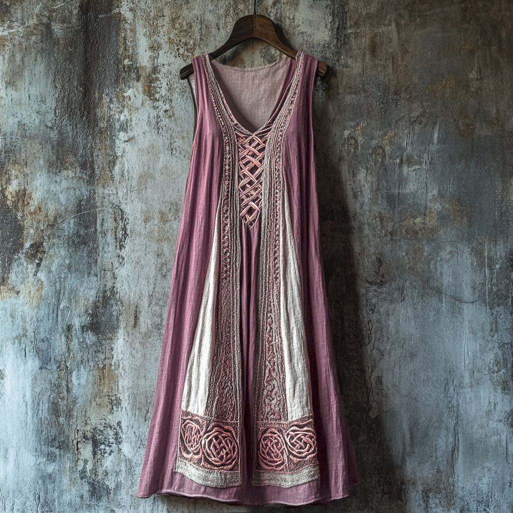 Vintage Viking Celtic Knot Patchwork Cozy Tank Dress