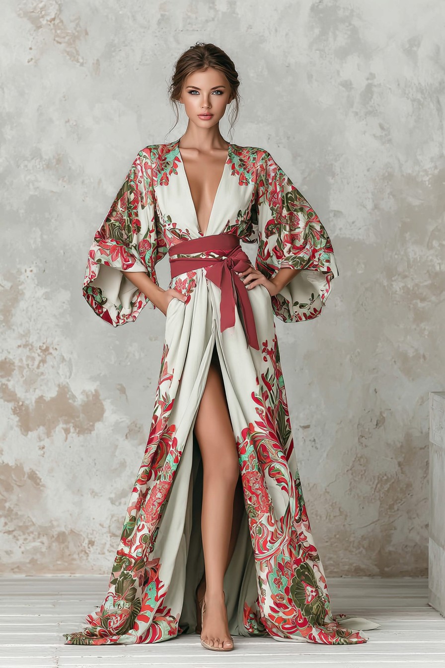 Elegant Vintage Printed Robe