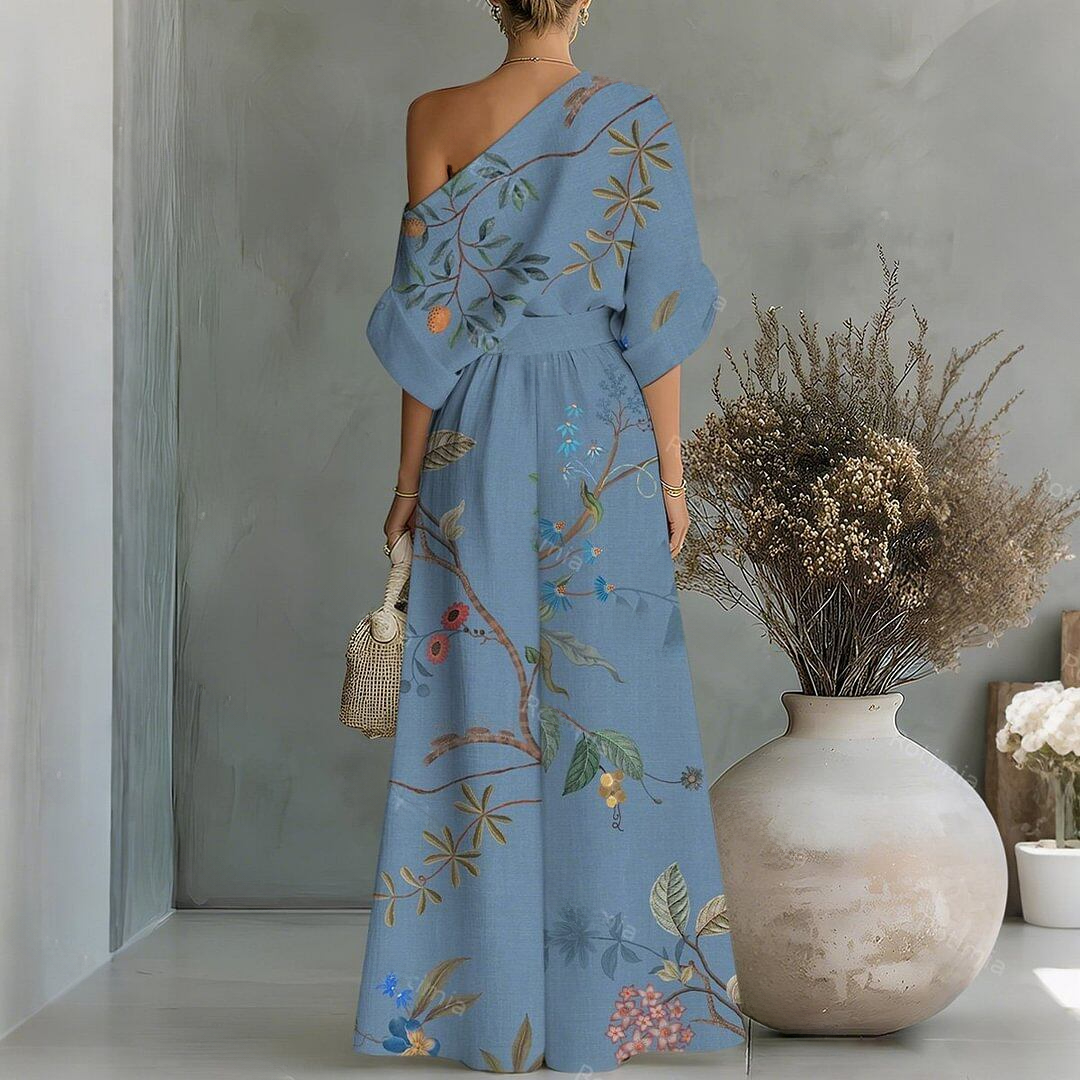 Two-piece Floral-Print Cropped Top& Pants Set