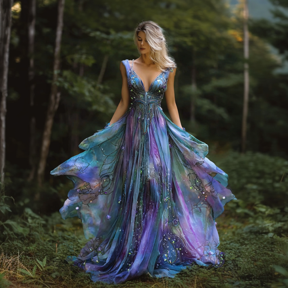 Women's Dream Myth Gradient Cotton And Linen Dress