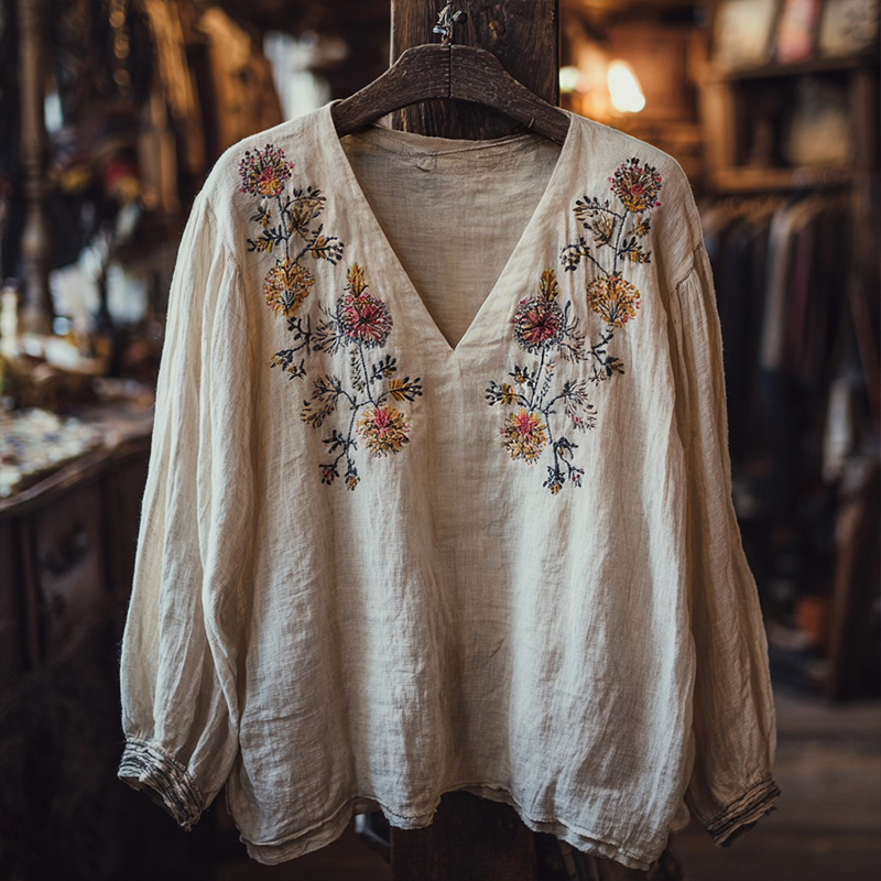 Women's Vintage Bohemian Embroidered Casual Top