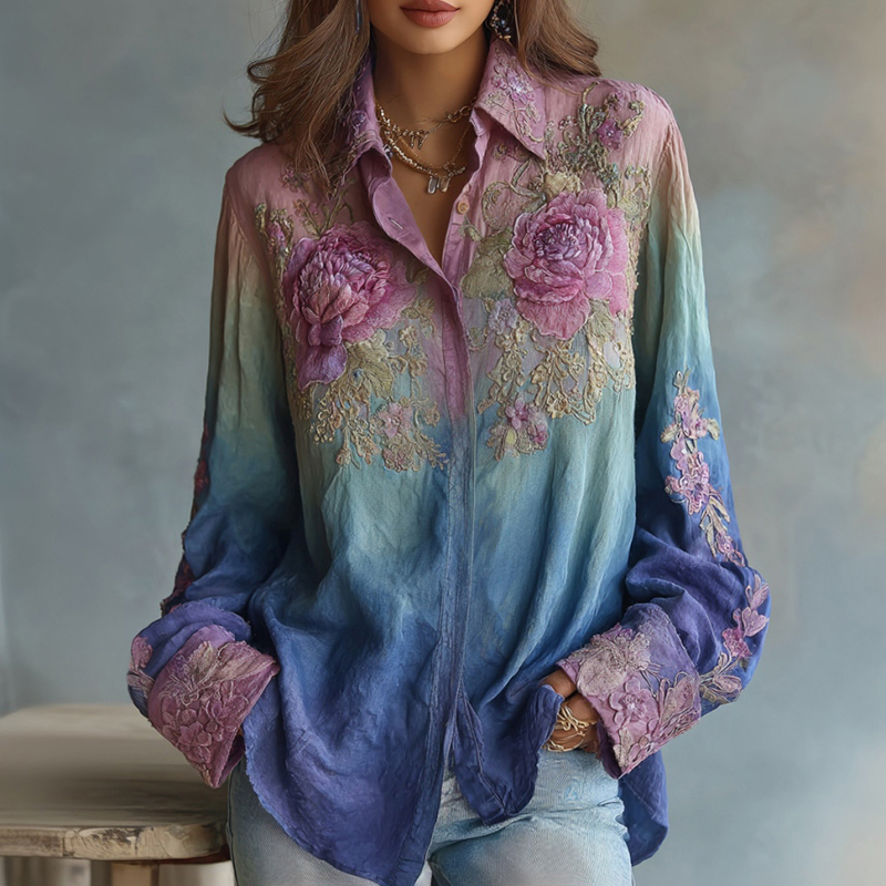 Women's Bohemian Floral Pattern Shirt