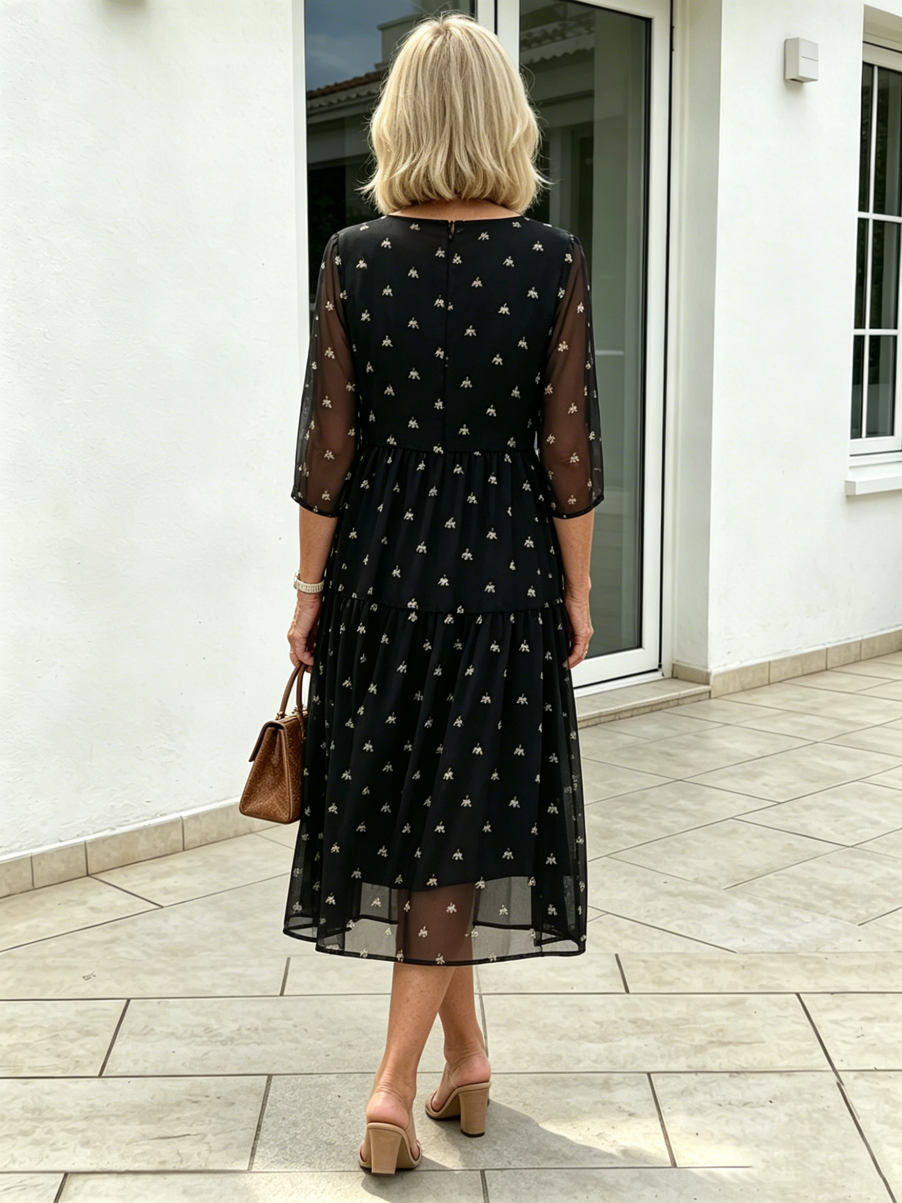 Black Polka Dot Midi Dress