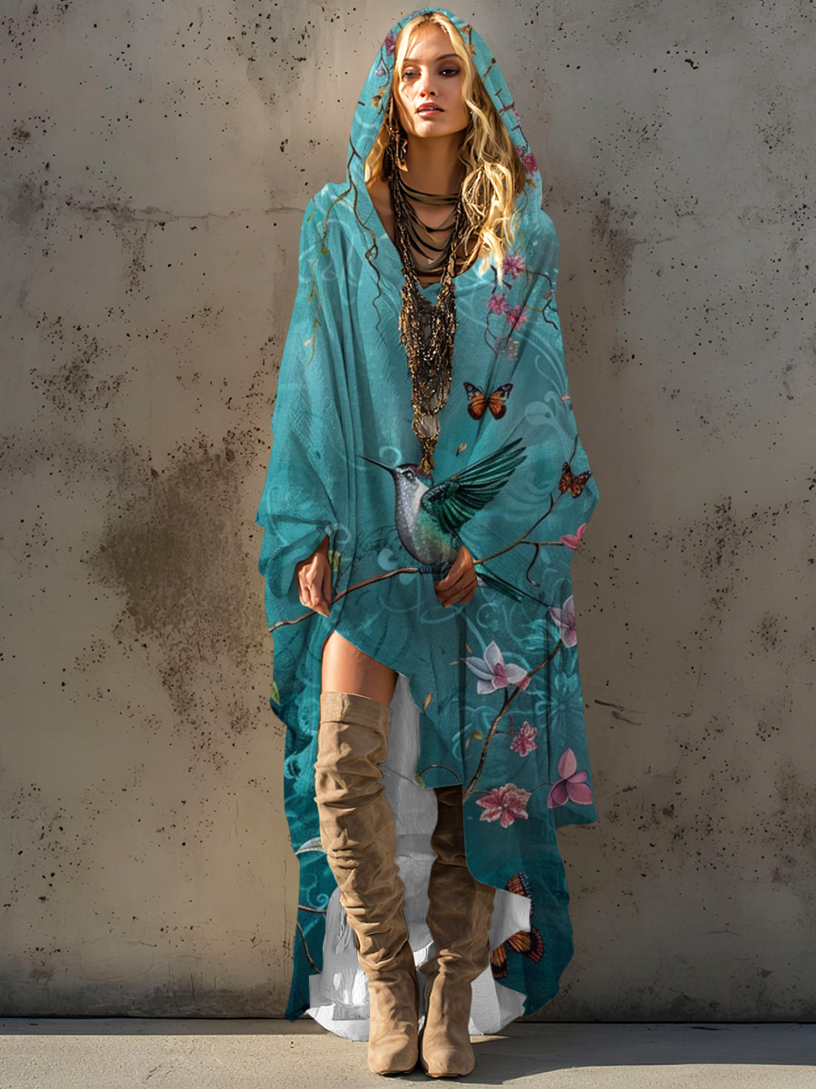 Women's autumn and winter cotton robe hooded smock dress