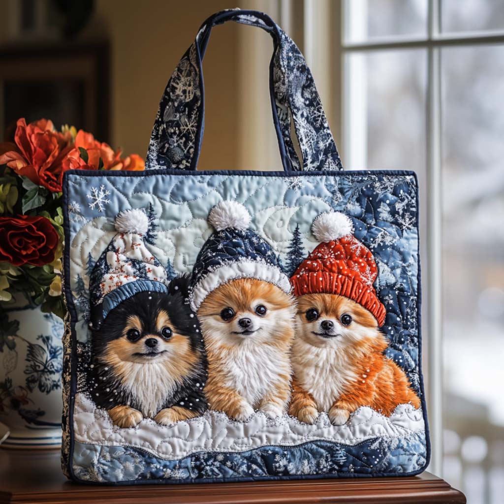 Pomeranian Quilted Tote Bag