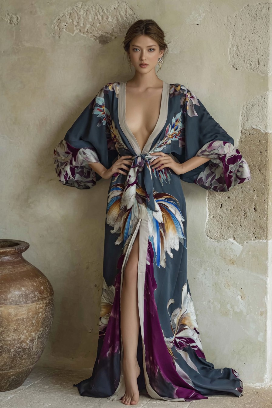 Elegant Vintage Printed Robe