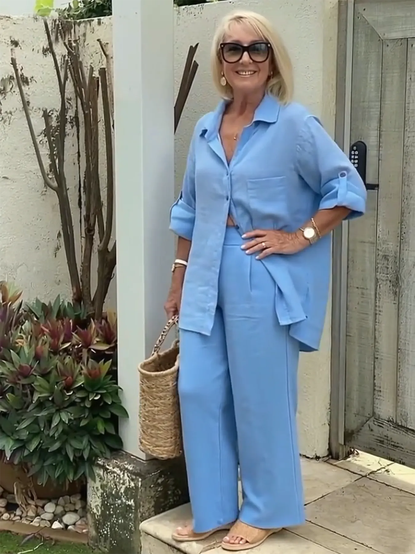 Linen-Blend Two-Piece Set