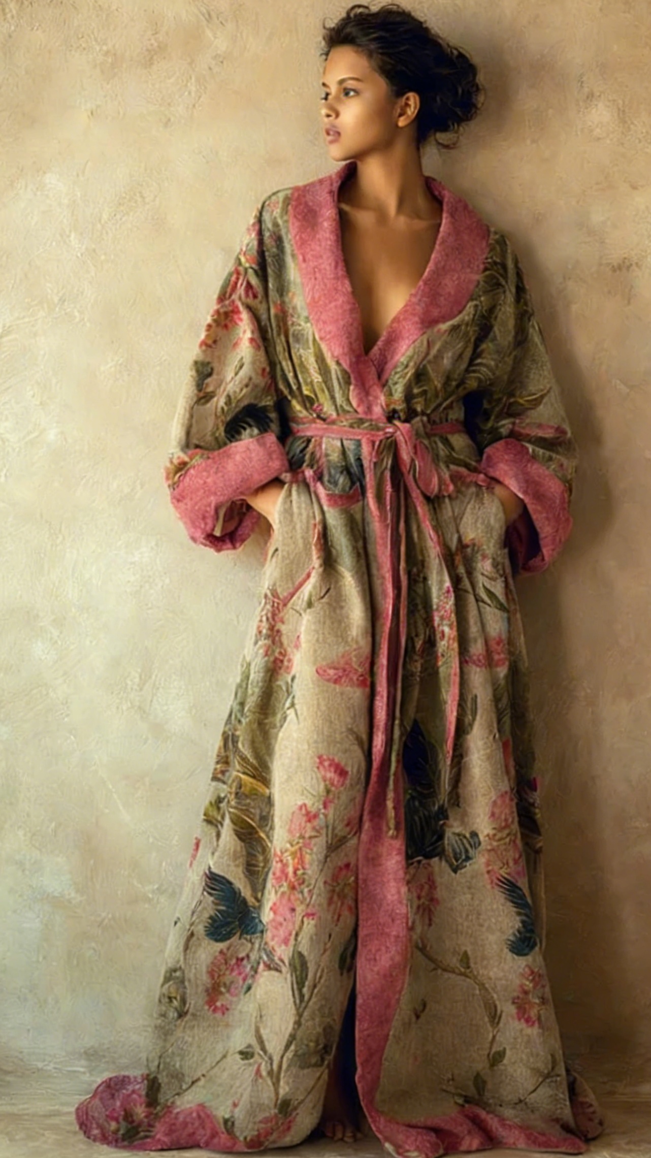 Women's Autumn and Winter Cotton Velvet Blended Robe (With Belt)