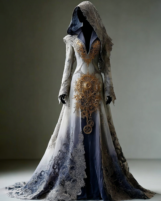 Bohemian style Contrasting Lace Embroidered Evening Dress eb76