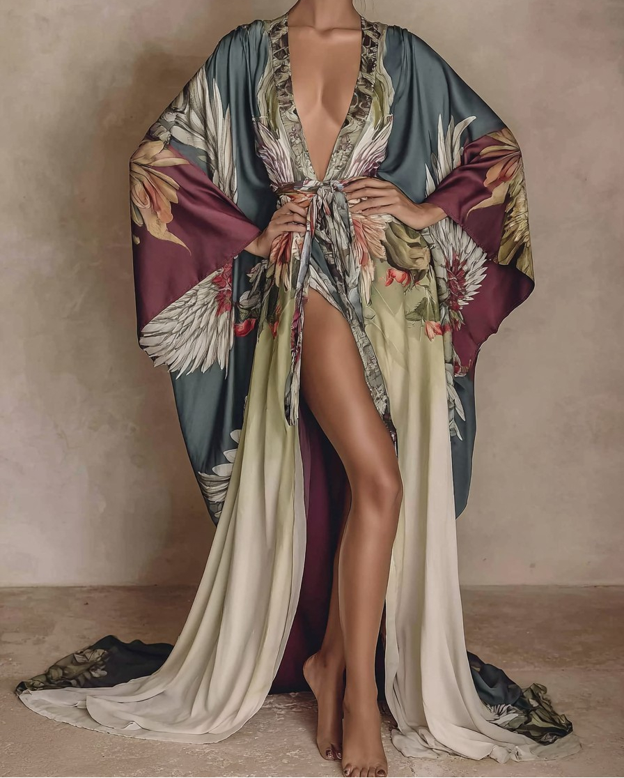 Elegant Vintage Printed Robe