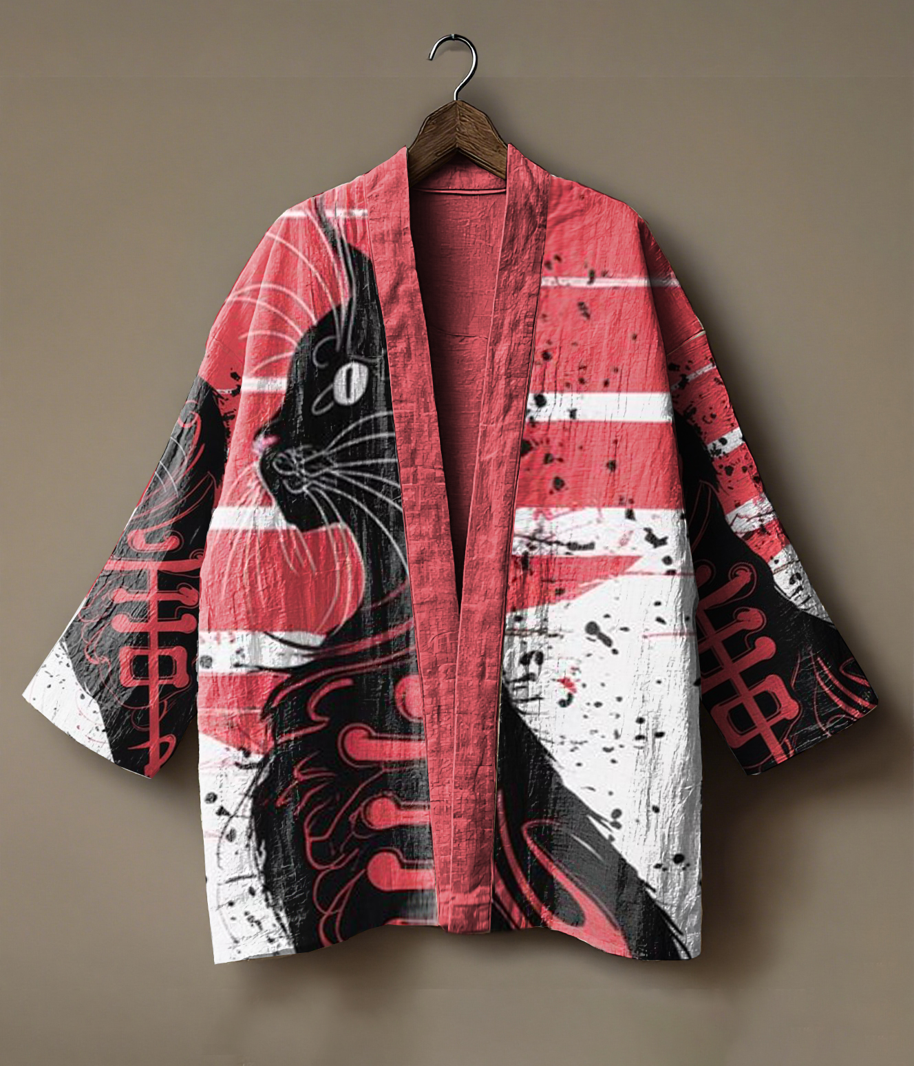 Japanese art-embroidered linen kimono cardigan