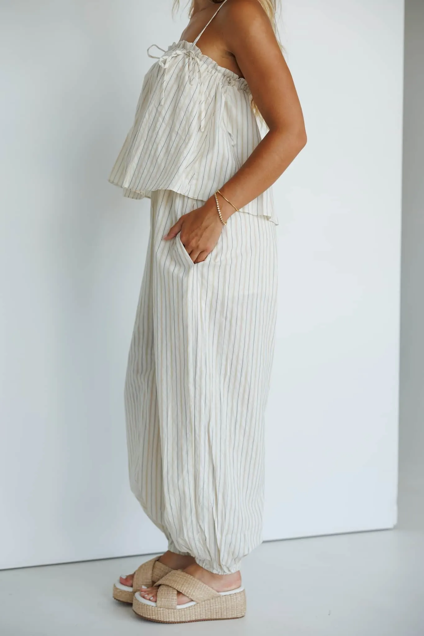 Striped Top Balloon Jumpsuit