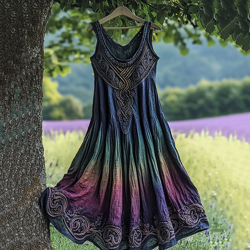Retro Celtic Knot Gradient Design Dress