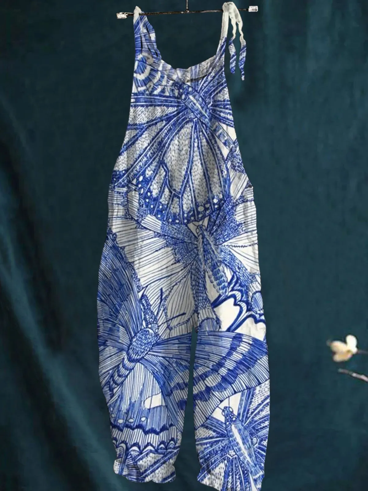 Vintage Lovely Butterfly Art Print Casual Wide-Leg Jumpsuit