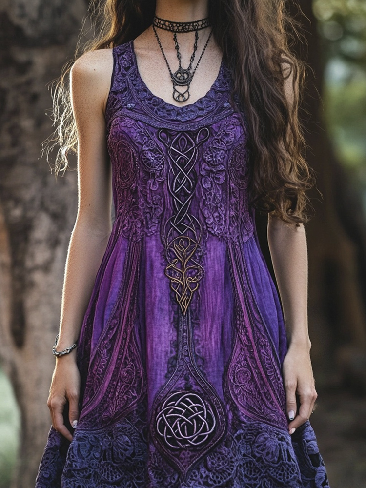 Vintage Lace Celtic Totem Printed Women's Vest Dress