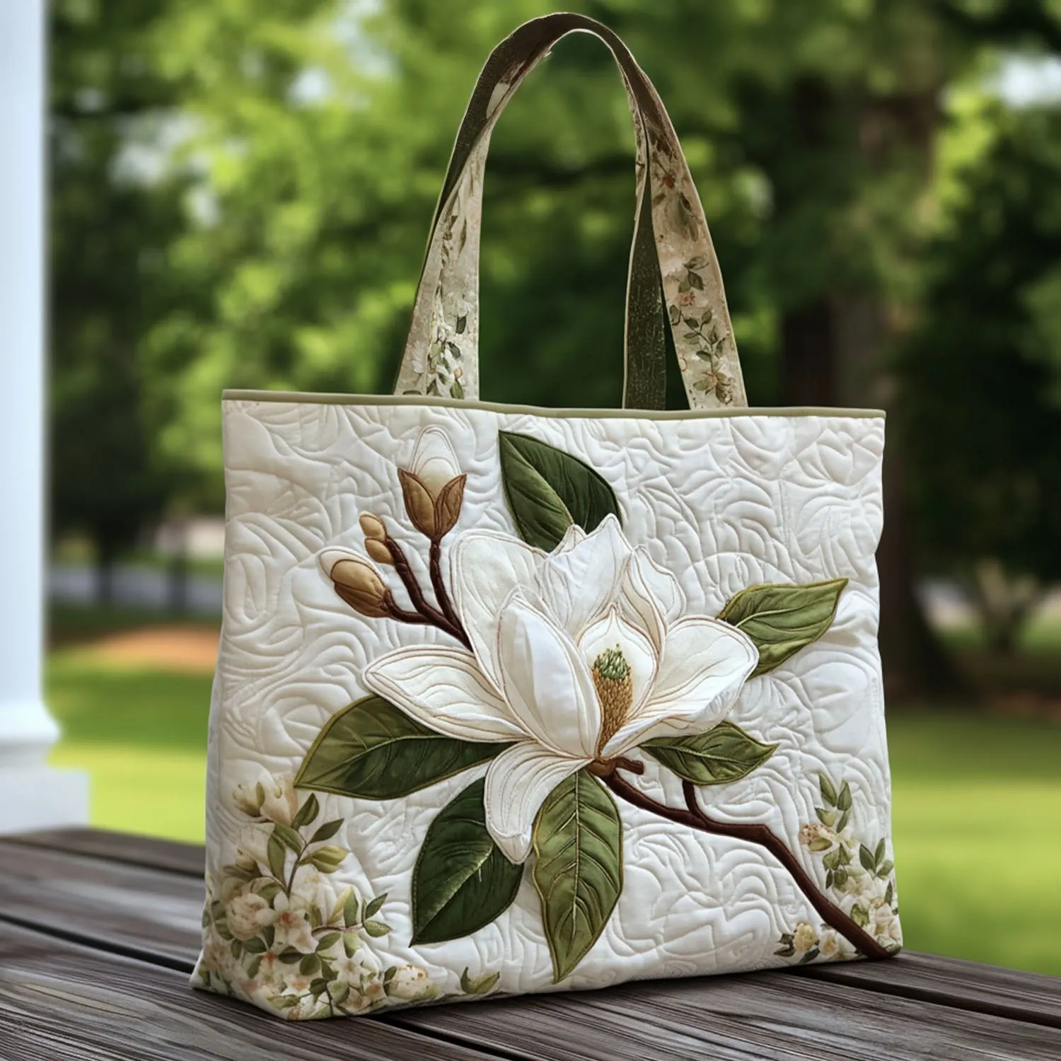 Flower Quilted Tote Bag