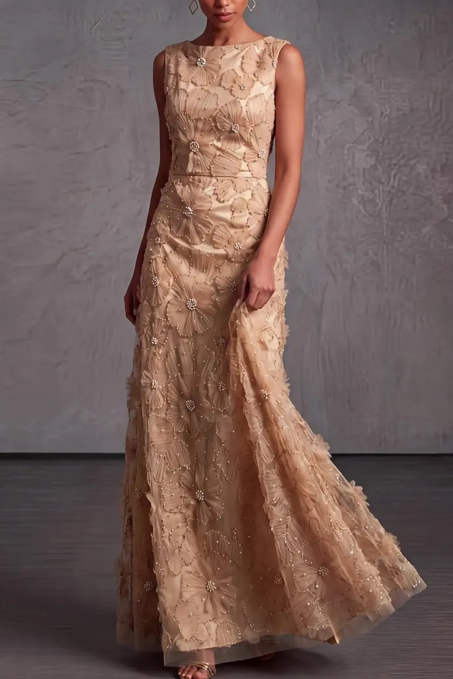 Black Boat Neck A-Line Lace Evening Dress
