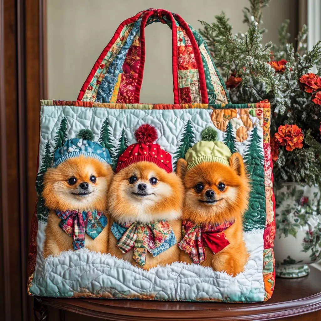 Pomeranian Quilted Tote Bag