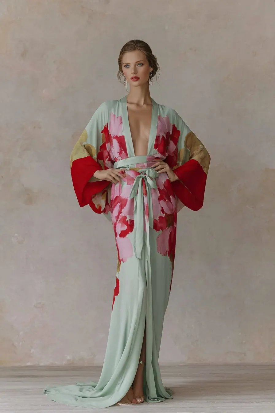 Elegant Vintage Printed Robe
