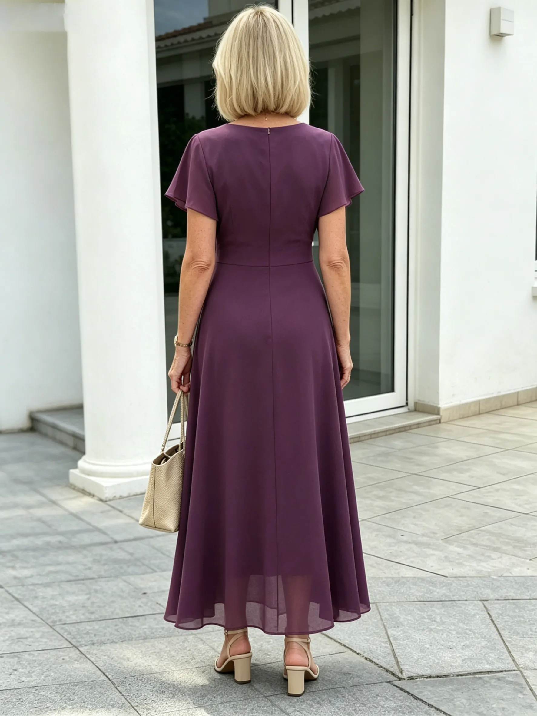 Plum Chiffon Maxi Dress