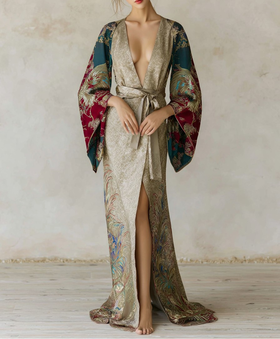 Elegant Vintage Printed Robe