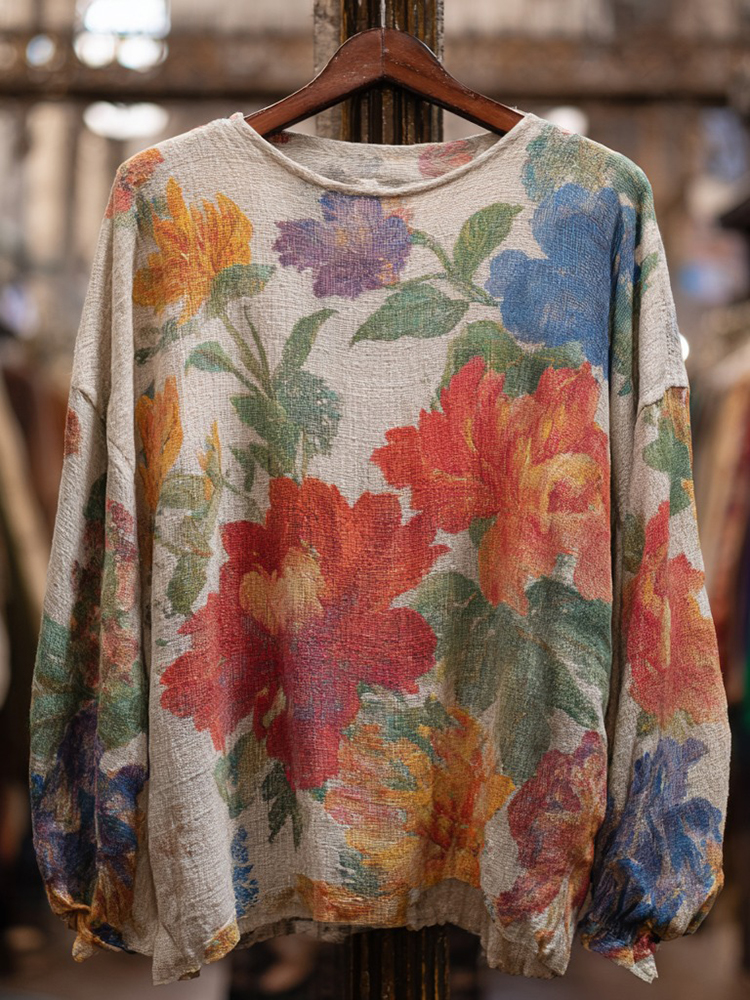 Women's Ethnic Floral Embroidered Casual Shirt
