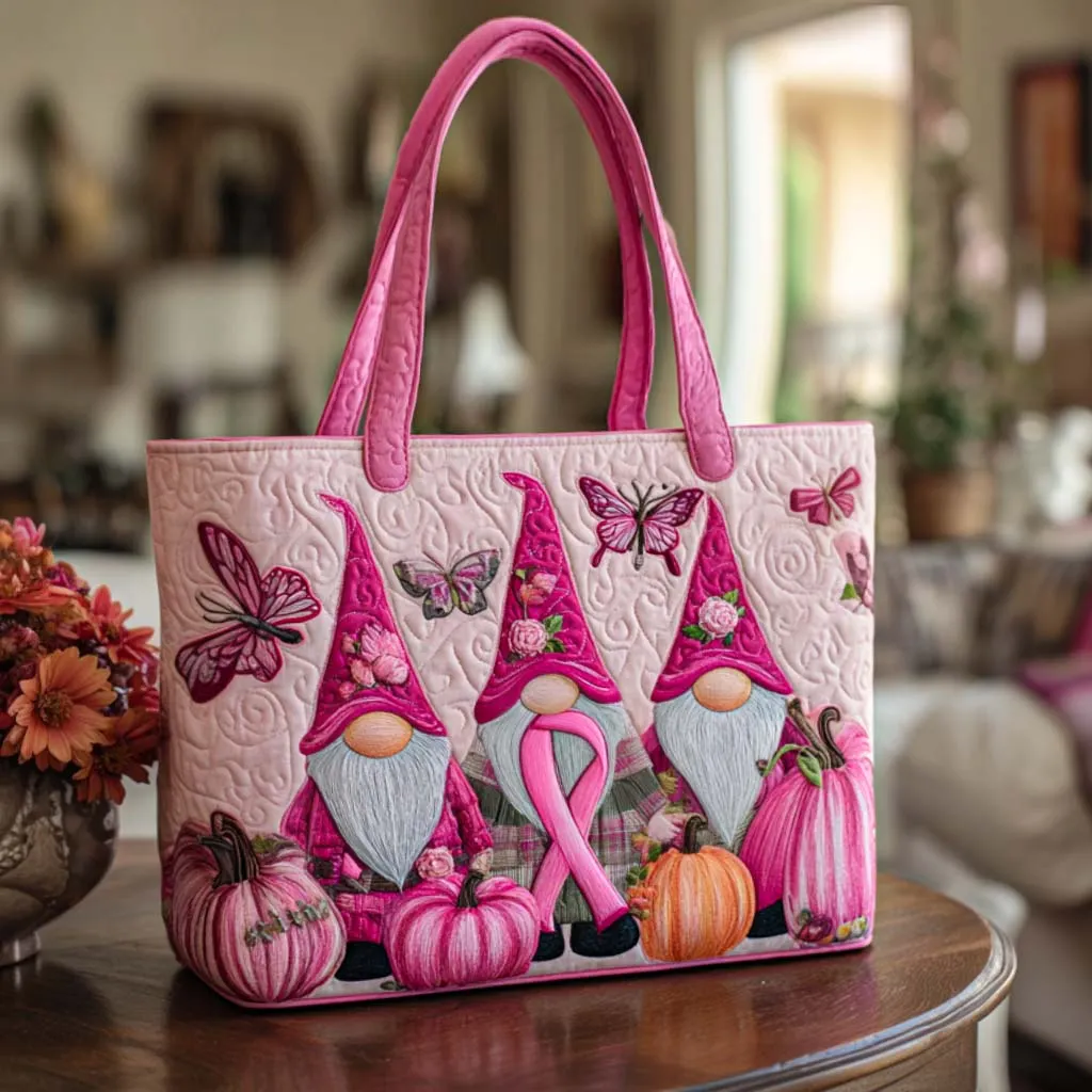Pink Ribbon Quilted Tote Bag