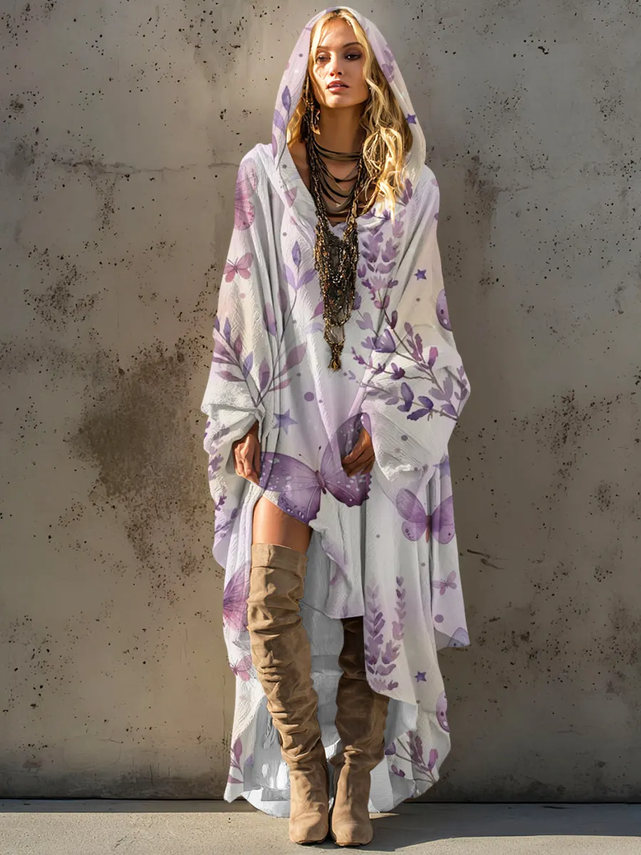 Women's autumn and winter cotton robe hooded smock dress