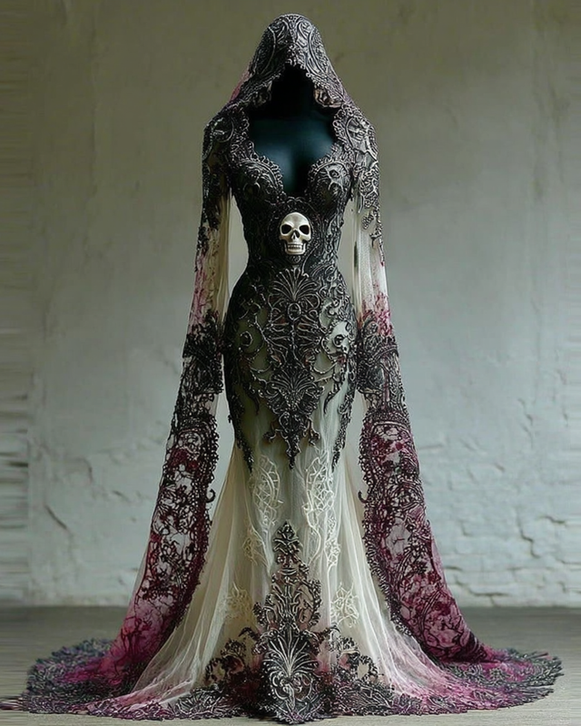 Bohemian style Gradient Lace Patchwork Evening Dress 3a59