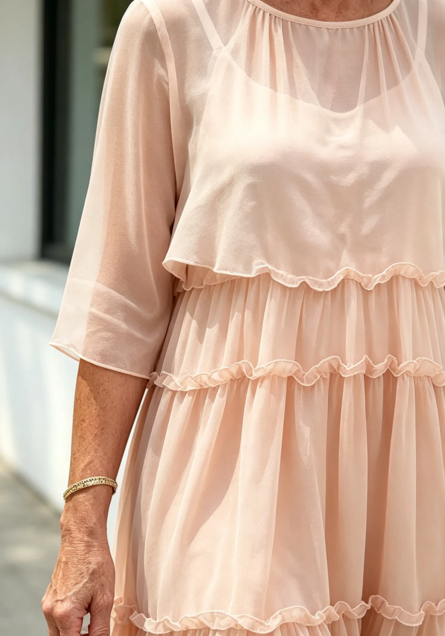 Light Blue Tiered Ruffle Midi Dress