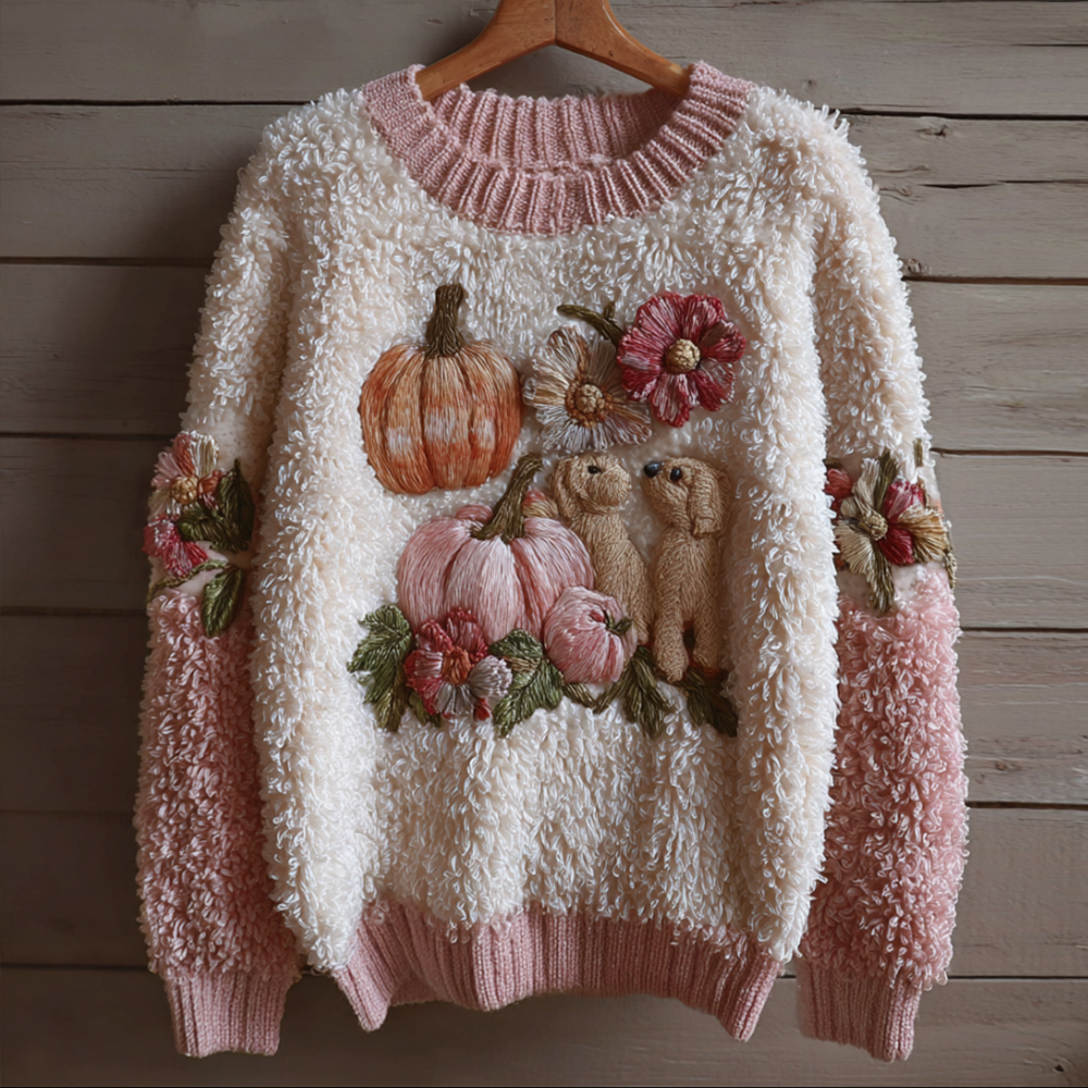 Thanksgiving Dog Pumpkin Splicing Warm Sweater