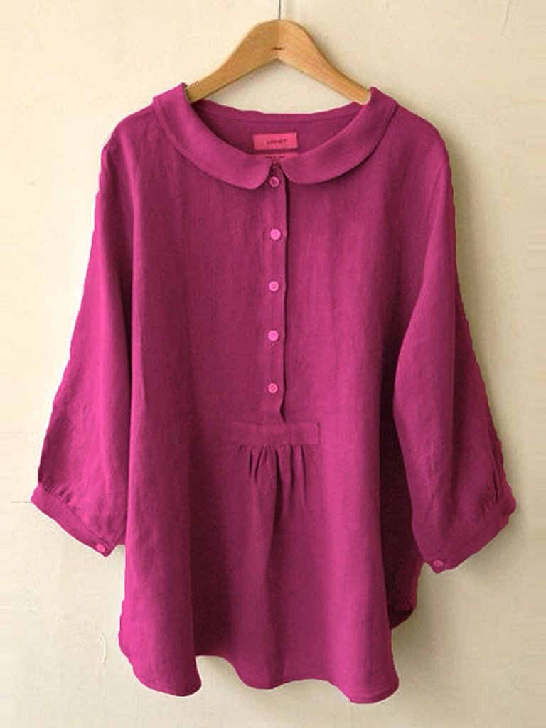 Cotton Linen Seven Sleeve Shirt