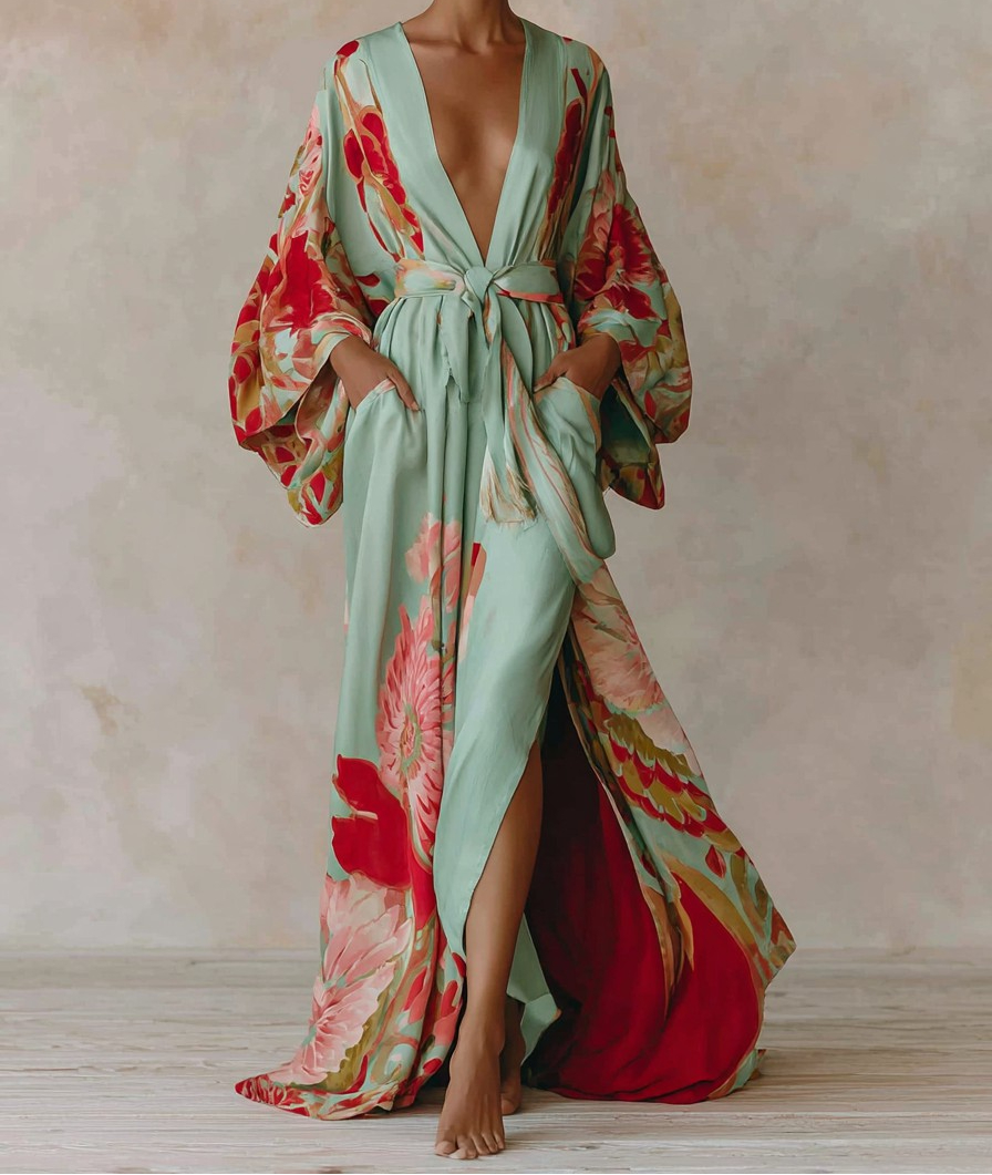 Elegant Vintage Printed Robe