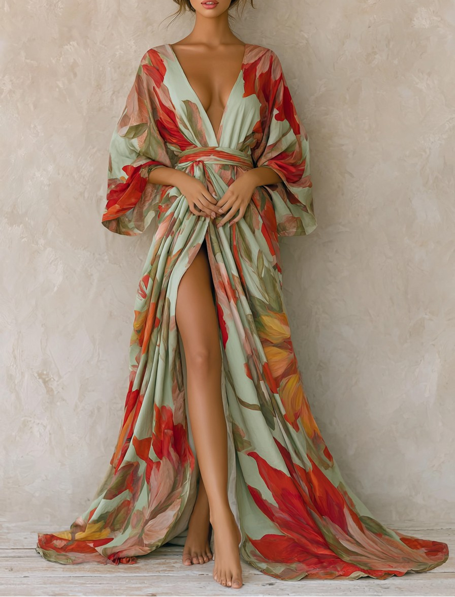 Elegant Vintage Printed Robe