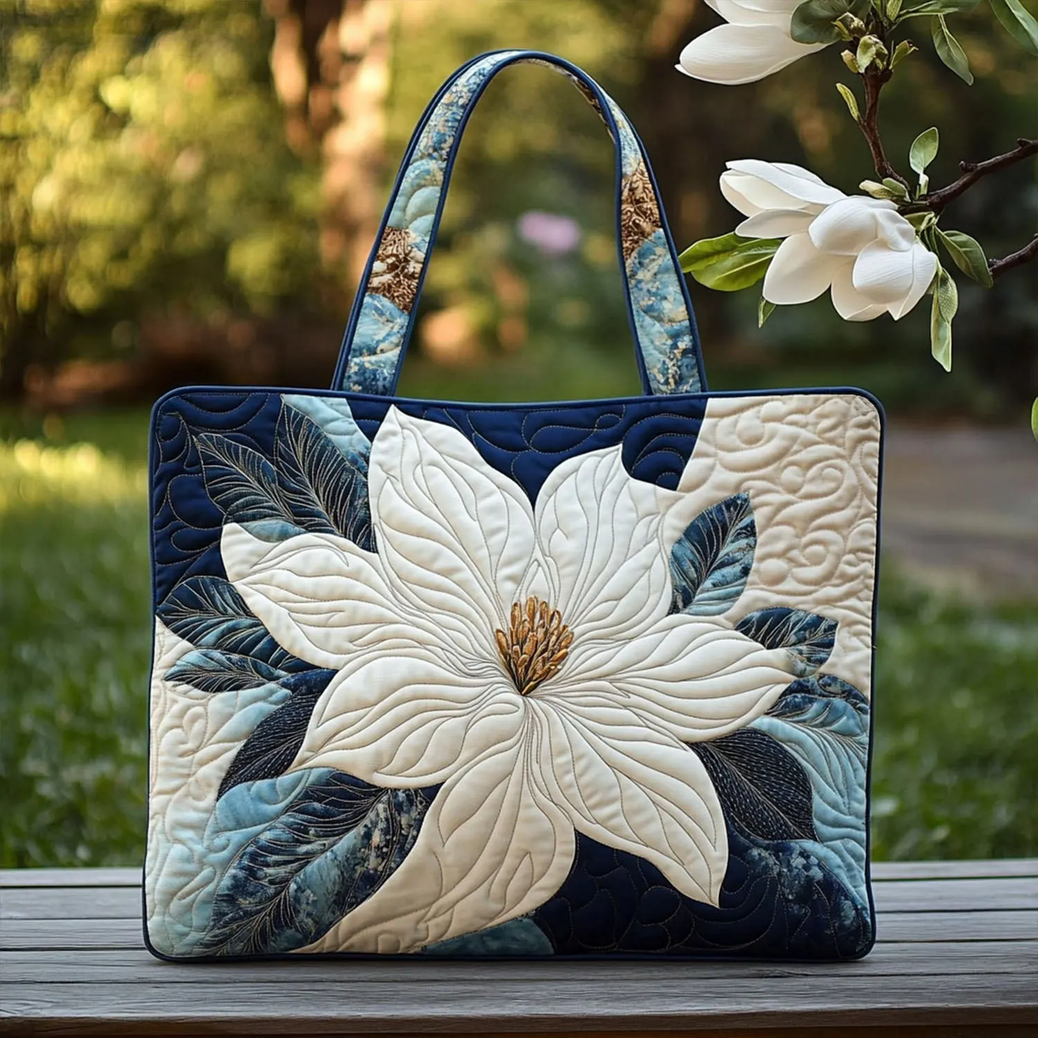 Flower Quilted Tote Bag
