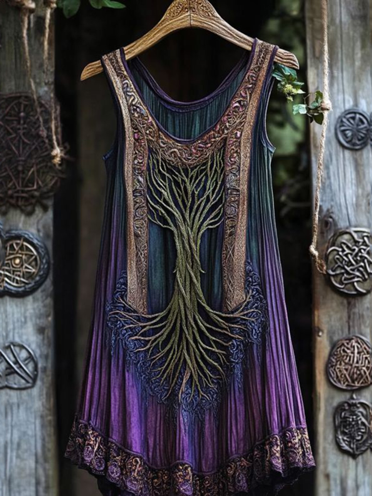 Vintage Celtic Tree Gradient Lace Tank Top