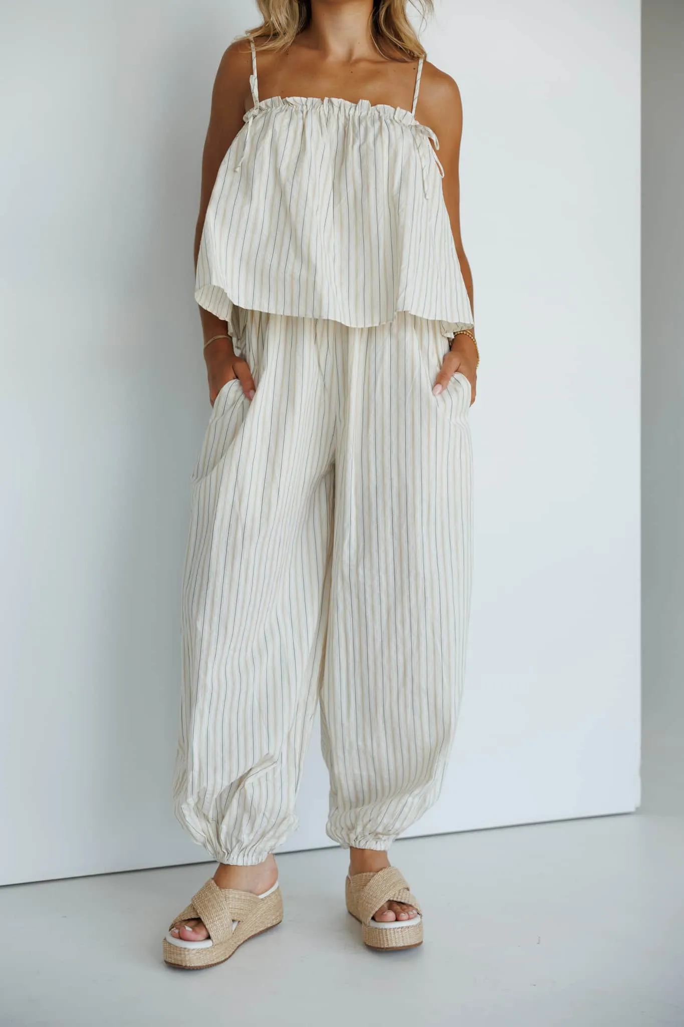 Striped Top Balloon Jumpsuit
