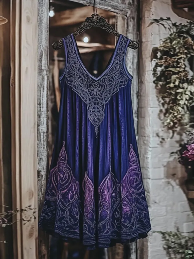 Vintage Celtic Pattern Gradient Tank Dress