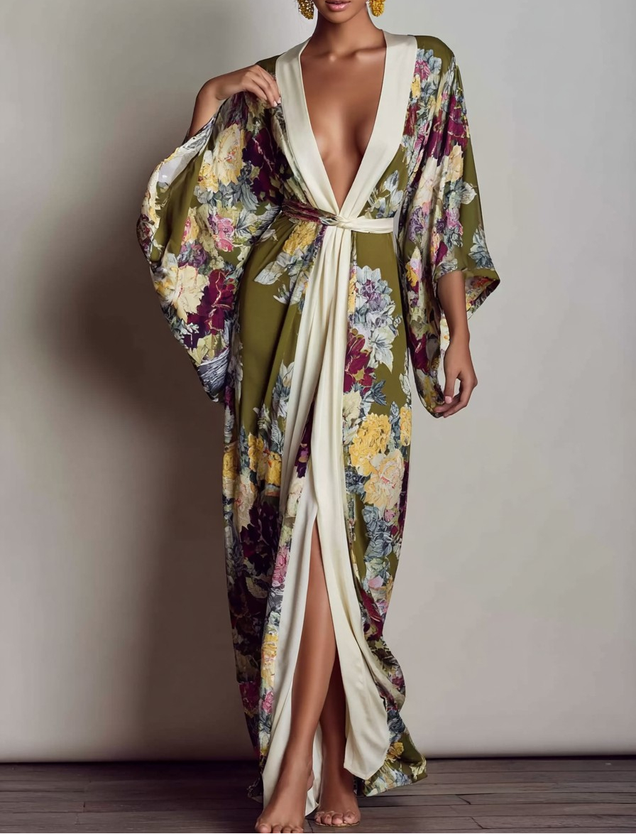 Elegant Vintage Printed Robe