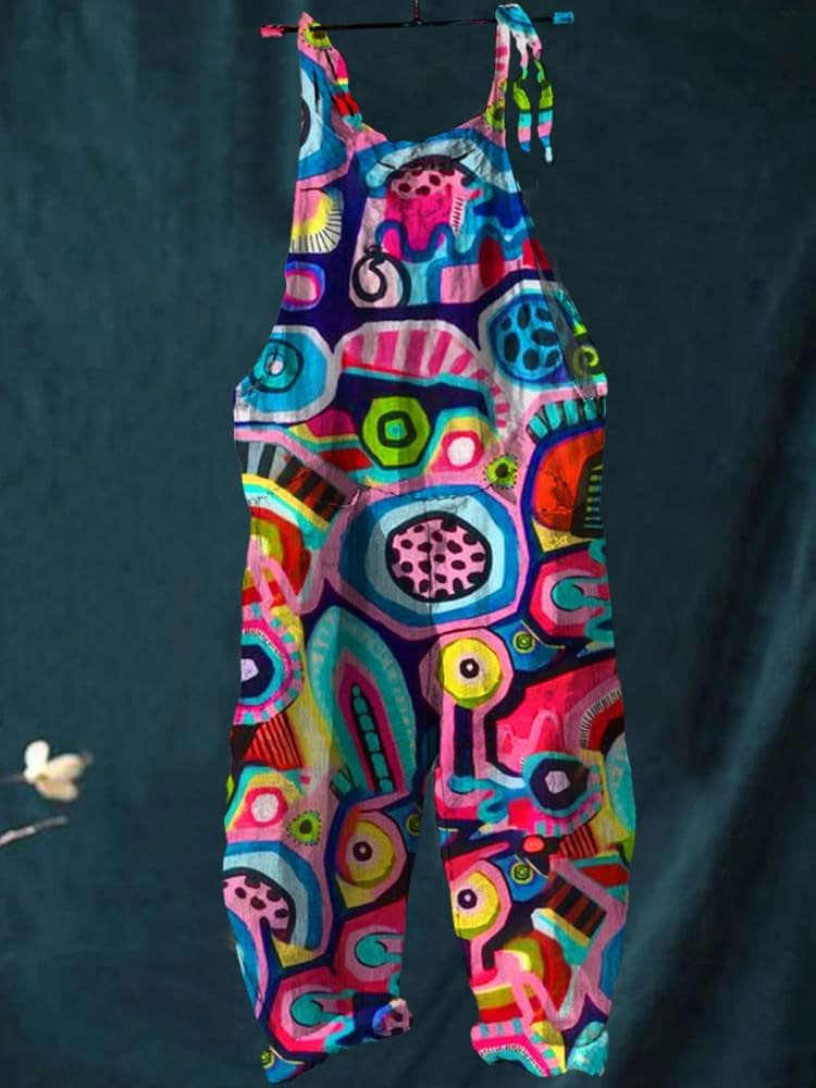 Abstrct Colorful Art Casual Wide-Leg Jumpsuit