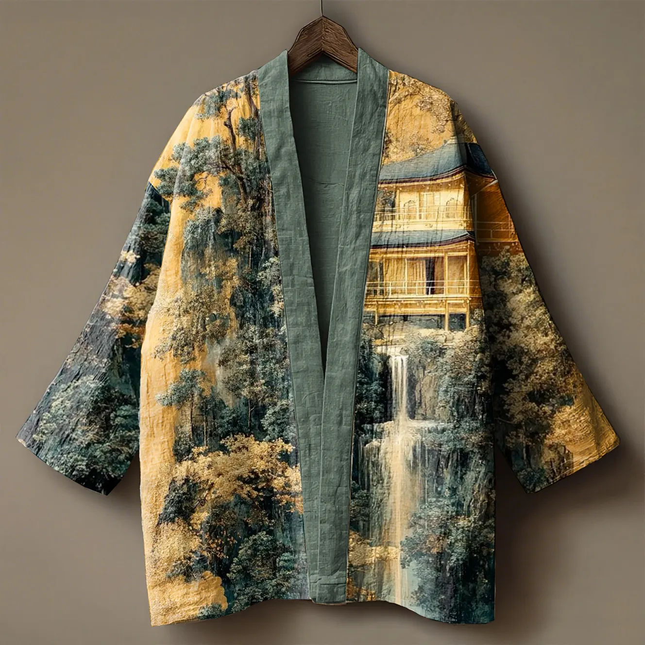 Japanese art embroidered printed linen cardigan kimono