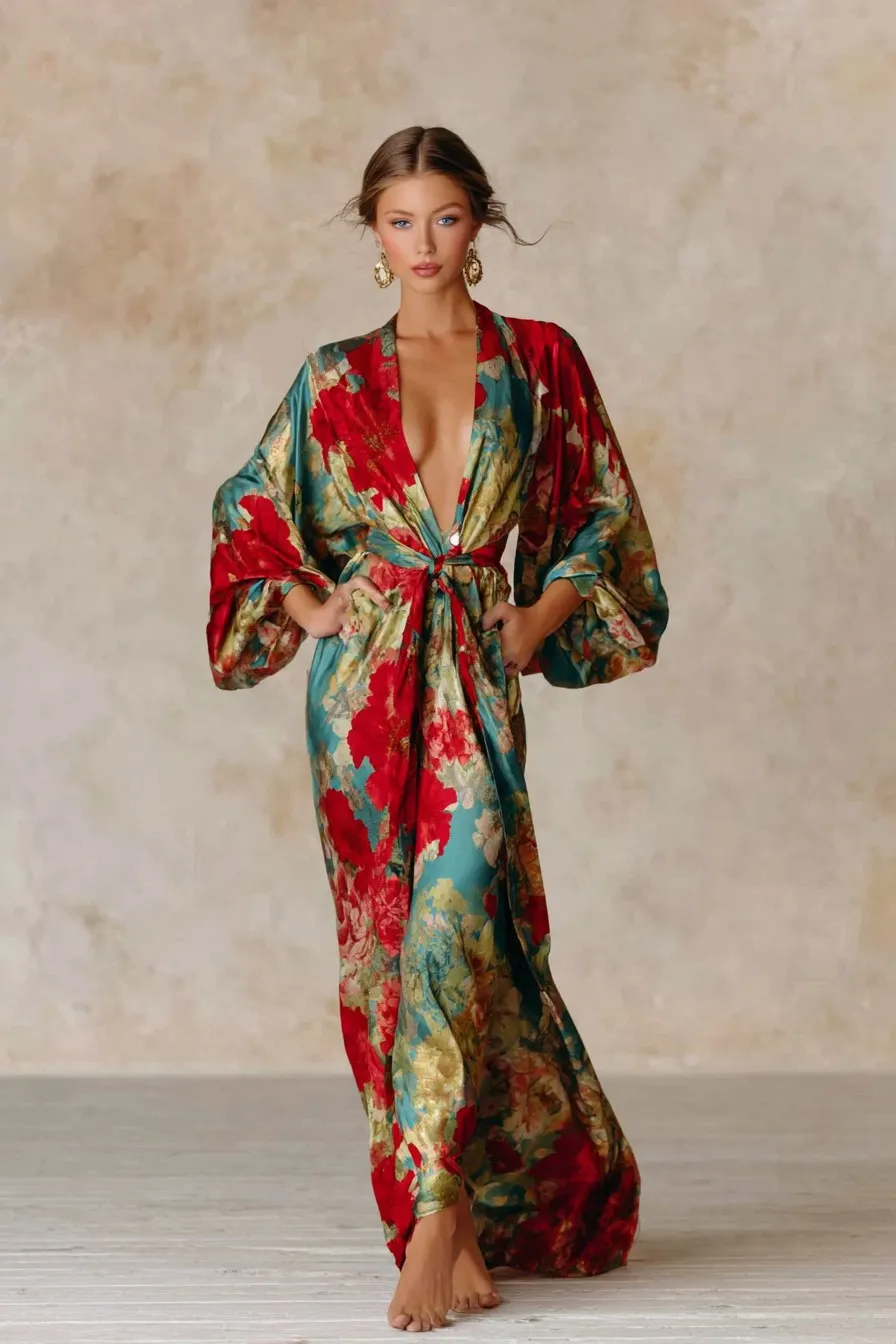 Elegant Vintage Printed Robe