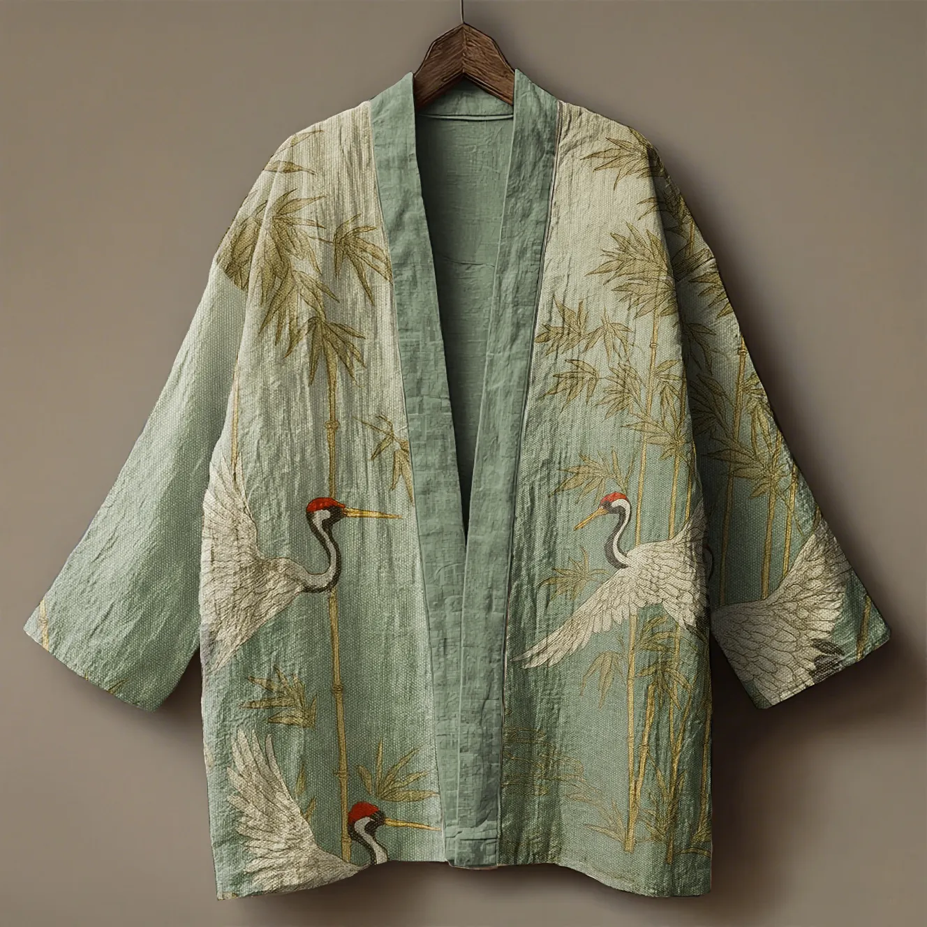 Japanese Octopus Embroidered Printed Linen Cardigan Kimono