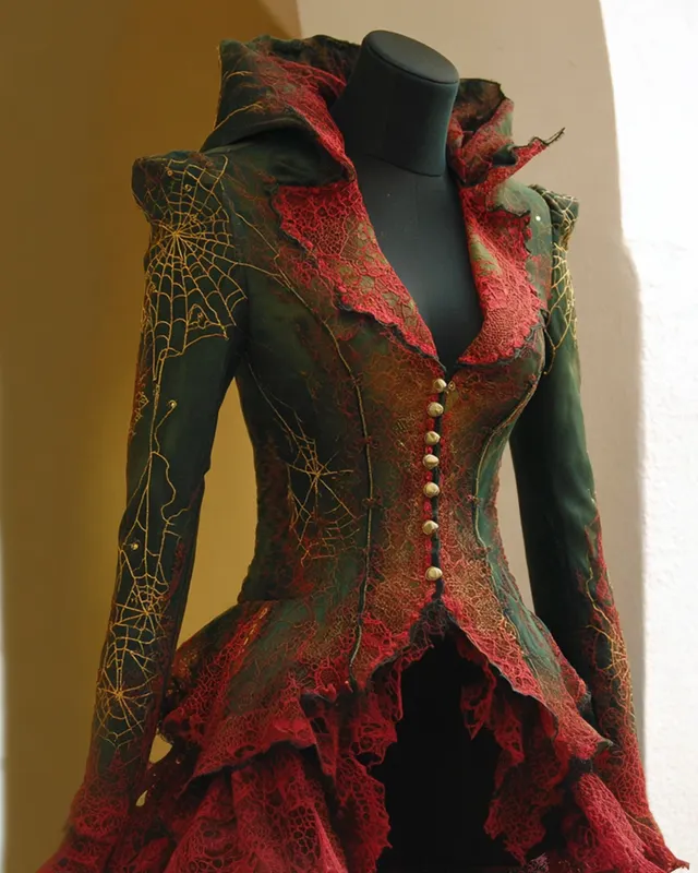 Bohemian style Irregular Spiderweb Lace Hooded Blazer 68cc