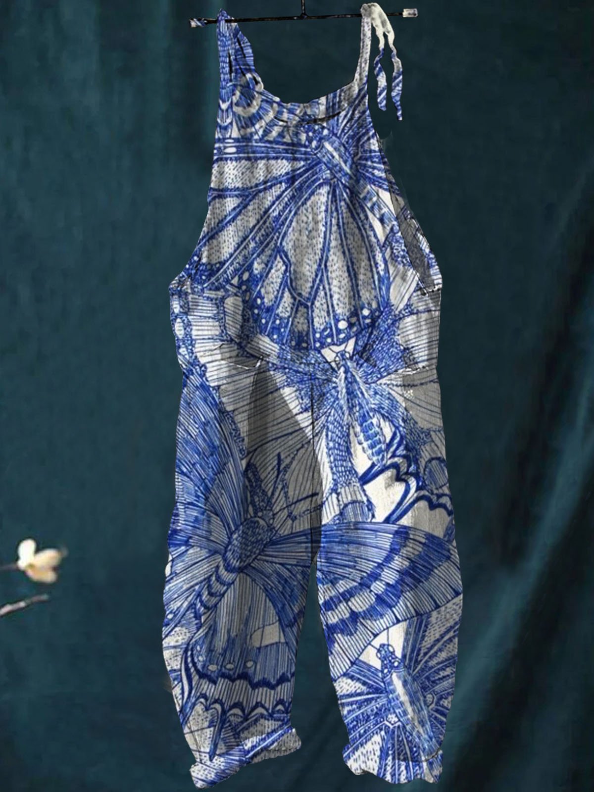 Vintage Lovely Butterfly Art Print Casual Wide-Leg Jumpsuit