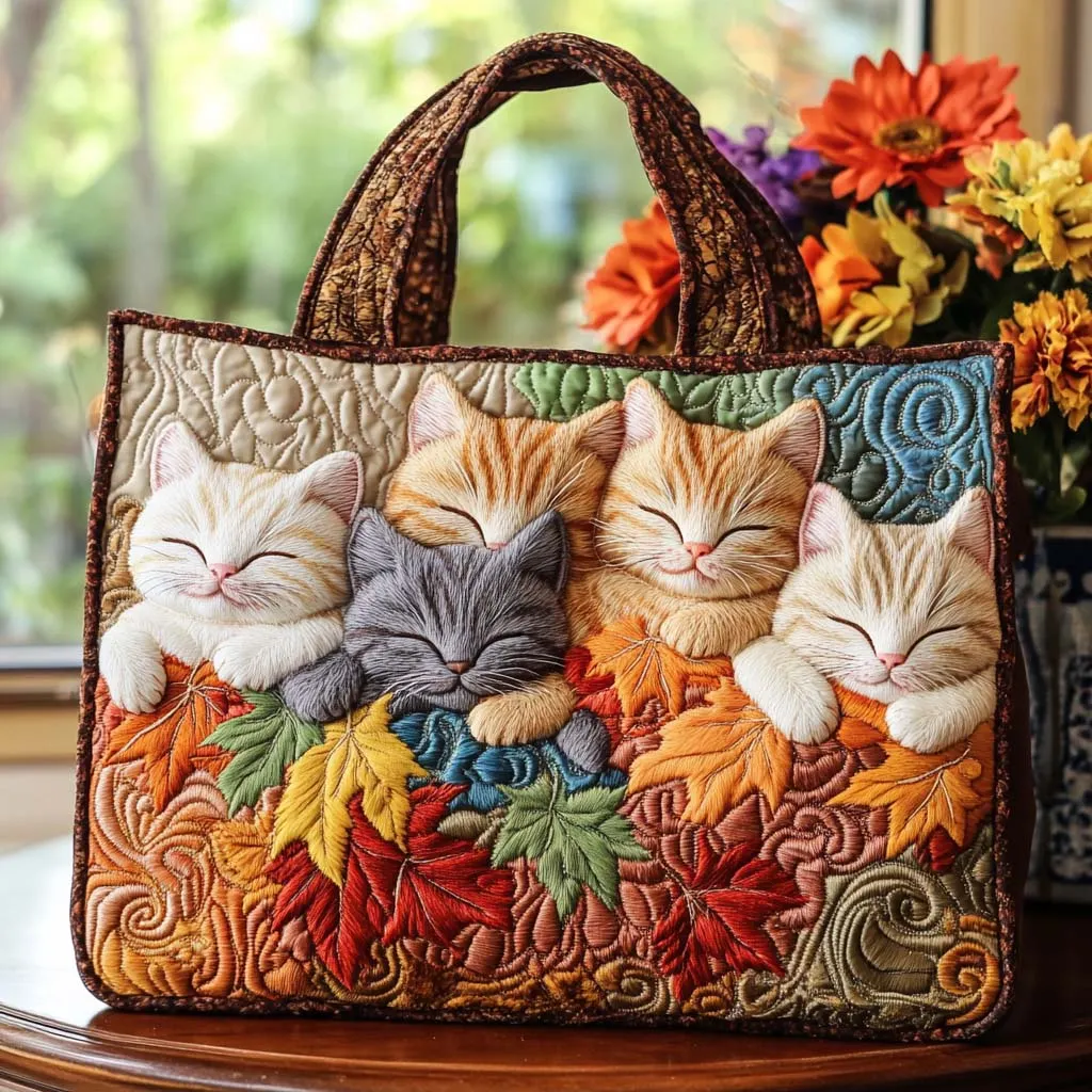 Cat Quilted Tote Bag